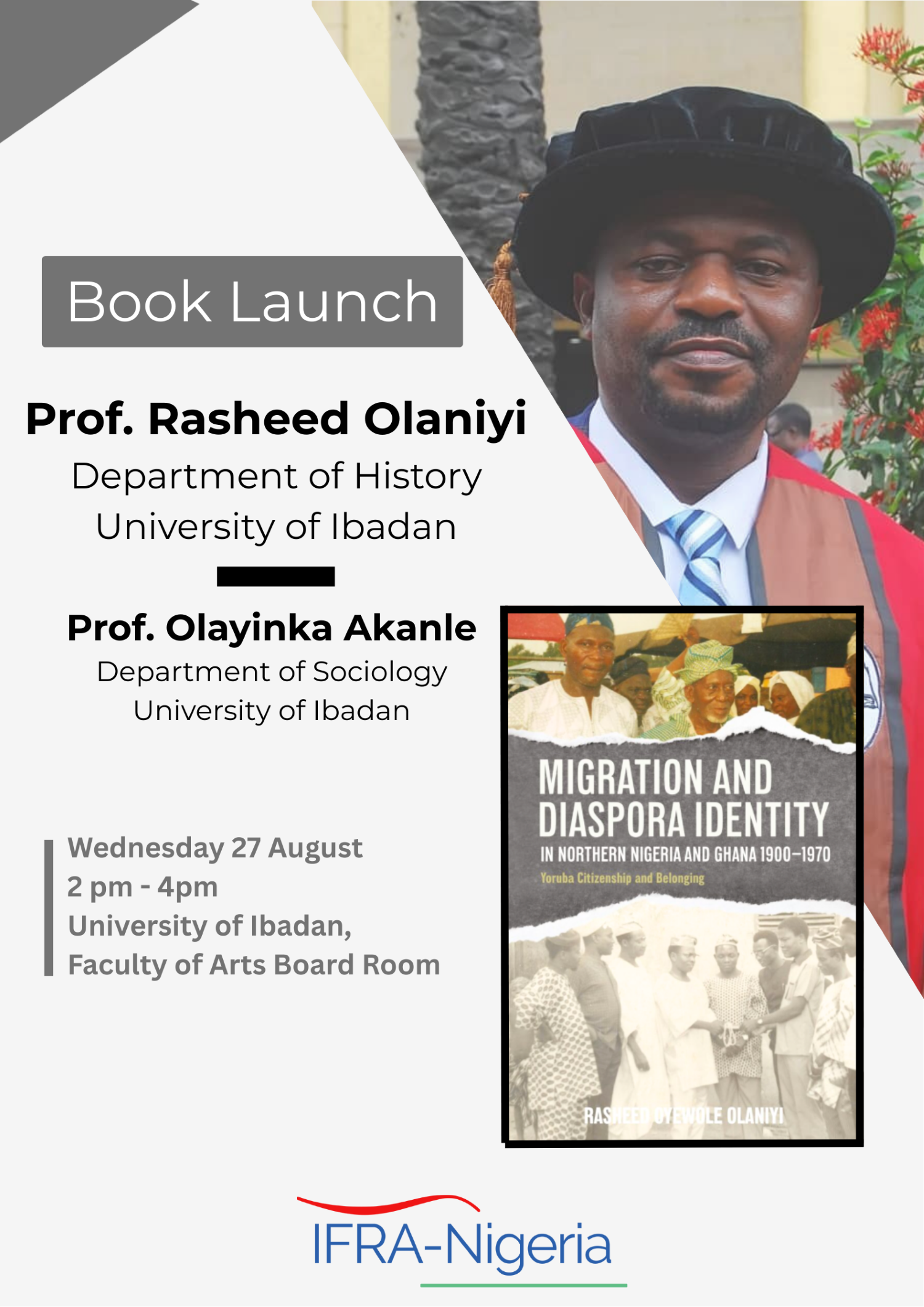 Book launch: "Migration and Diaspora Identity in Northern Nigeria and Ghana, 1900–1970" by Prof. Olaniyi